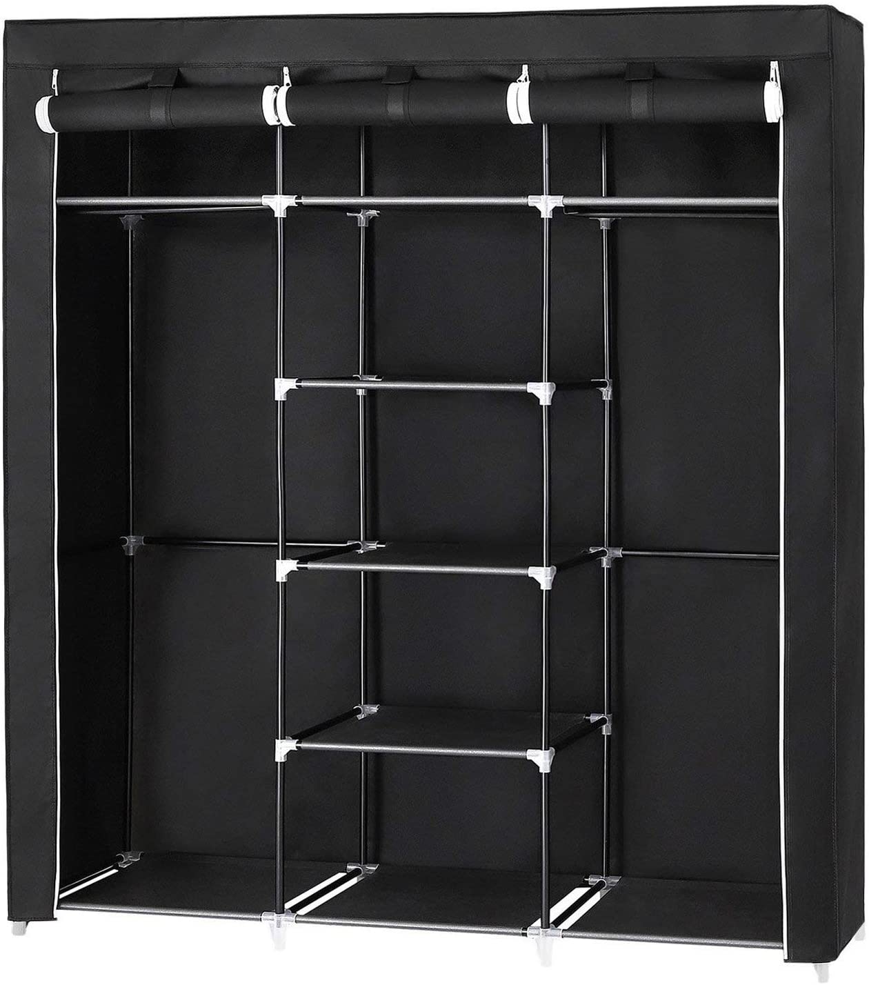 Wardrobe Storage Shelves Organizer with 2 Hanging Rods