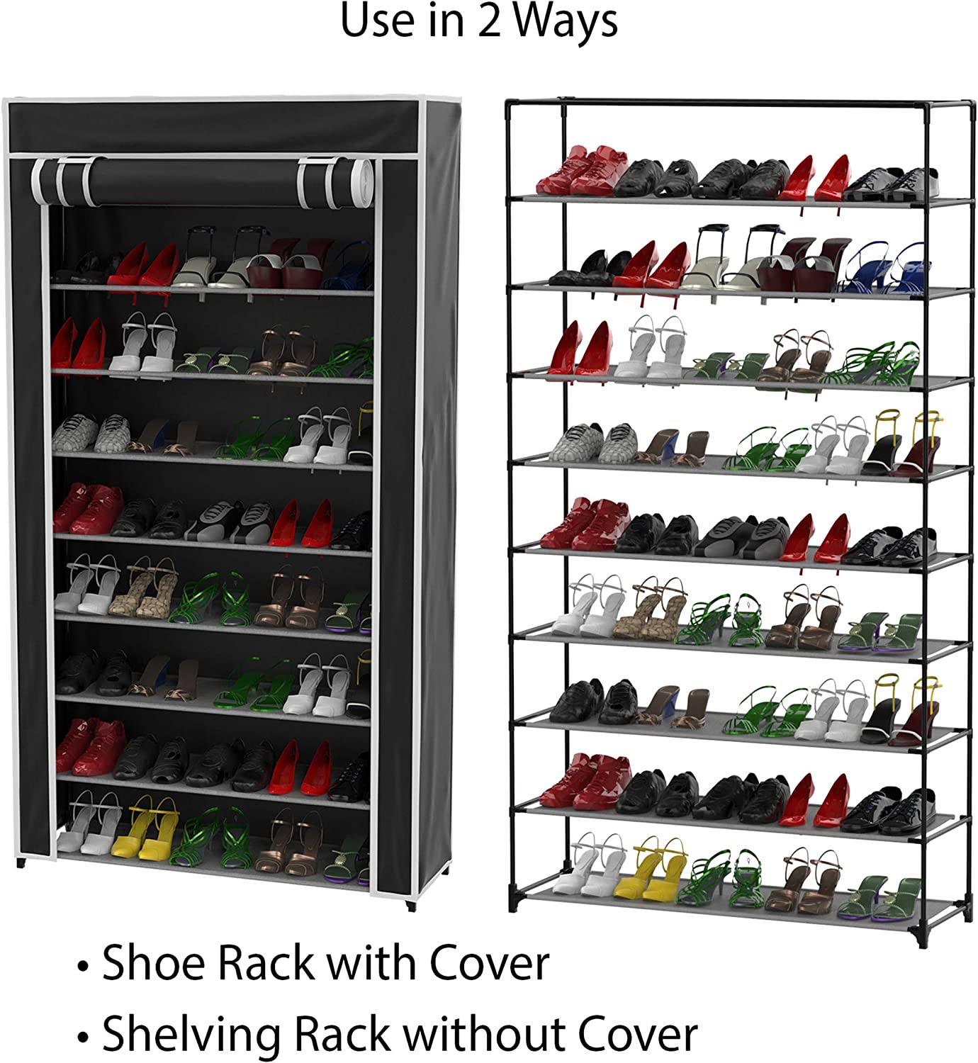 Non-Woven Waterproof Fabric Shoe Organizer Tower Space Saver Stackable Storage Shelf