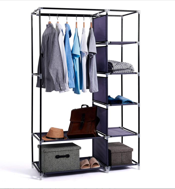 Portable Clothes Closet with 9 Storage Shelves Wardrobe