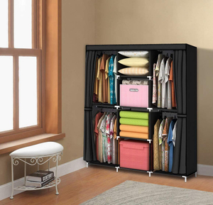 Non-woven Easy Assemble Fabric Portable Wardrobe with Hanging Rods