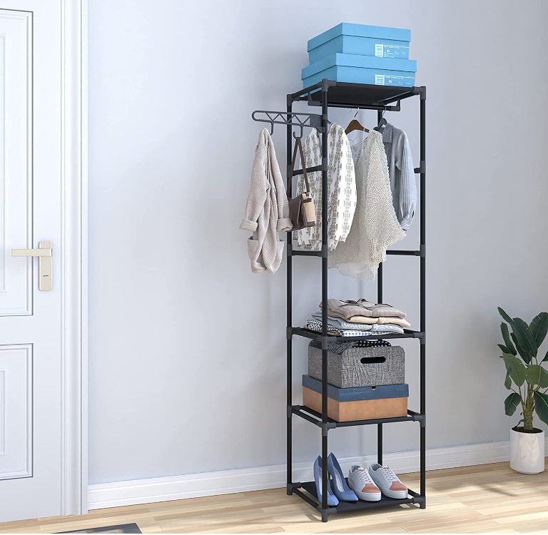 Garment Rack with Storage Shelves - Free Standing Hall Tree with Shoe Rack 3-Tier Shoe Stand,Ideal for Hall, Bathroom, Living Room, Hallway
