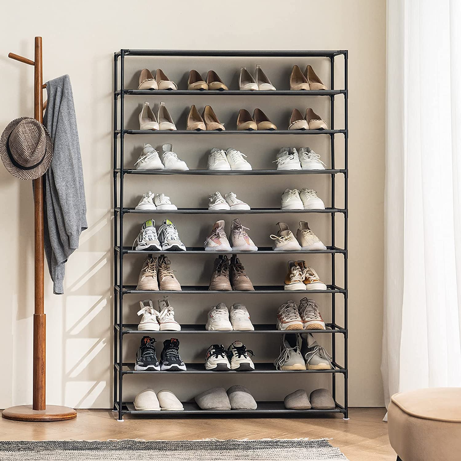 Durable Using Various Wall Mounted Easy Assembled 10 Tiers Shoe Rack