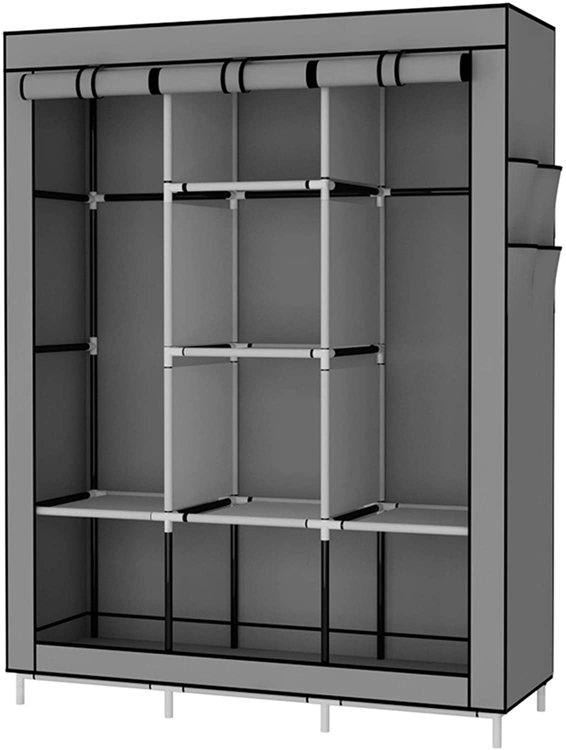 Detachable and easy to assemble 4-layer 8-compartment simple non-woven home adjustable wardrobe storage cabinet