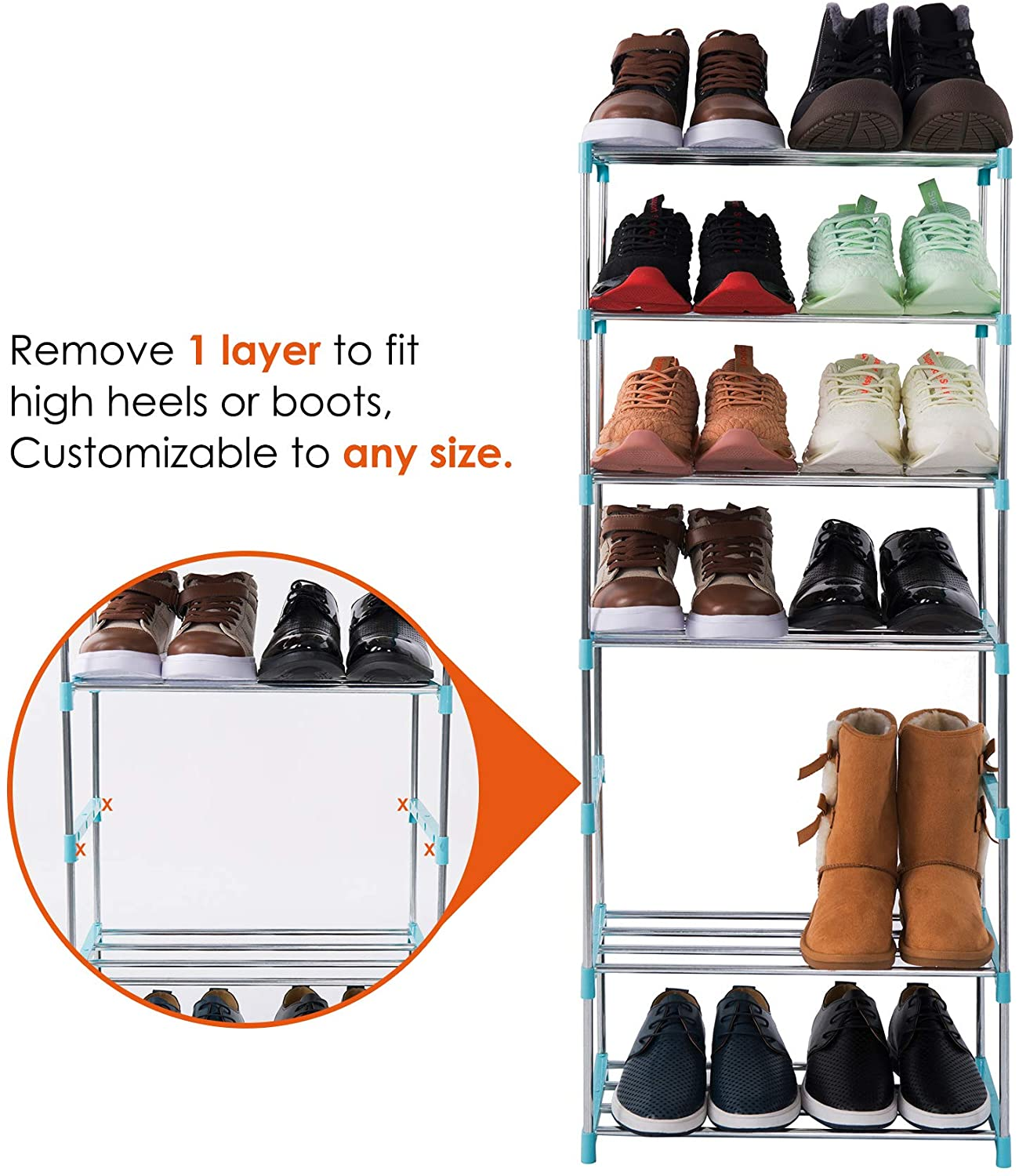 4-Tier Stackable Small Shoe Rack, Lightweight Shoe Shelf Storage Organizer for Entryway, Hallway and Closet 