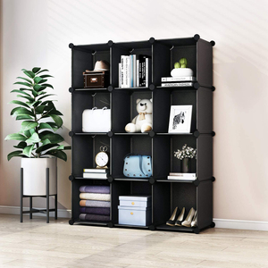 12 Cubes Storage Organizer,DIY Plastic Stackable Shelves Multifunctional Modular Bookcase Closet Cabinet for Books,Clothes,Toys,Artworks,Decorations