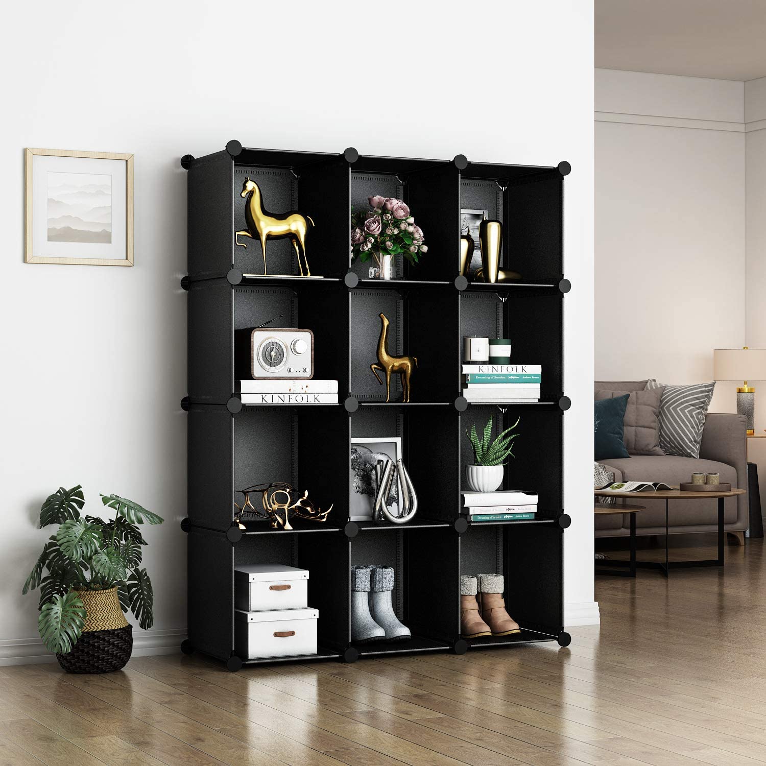 Multifunctional DIY Plastic Stackable Shelves Bookcase Closet Cabinet Wholesale