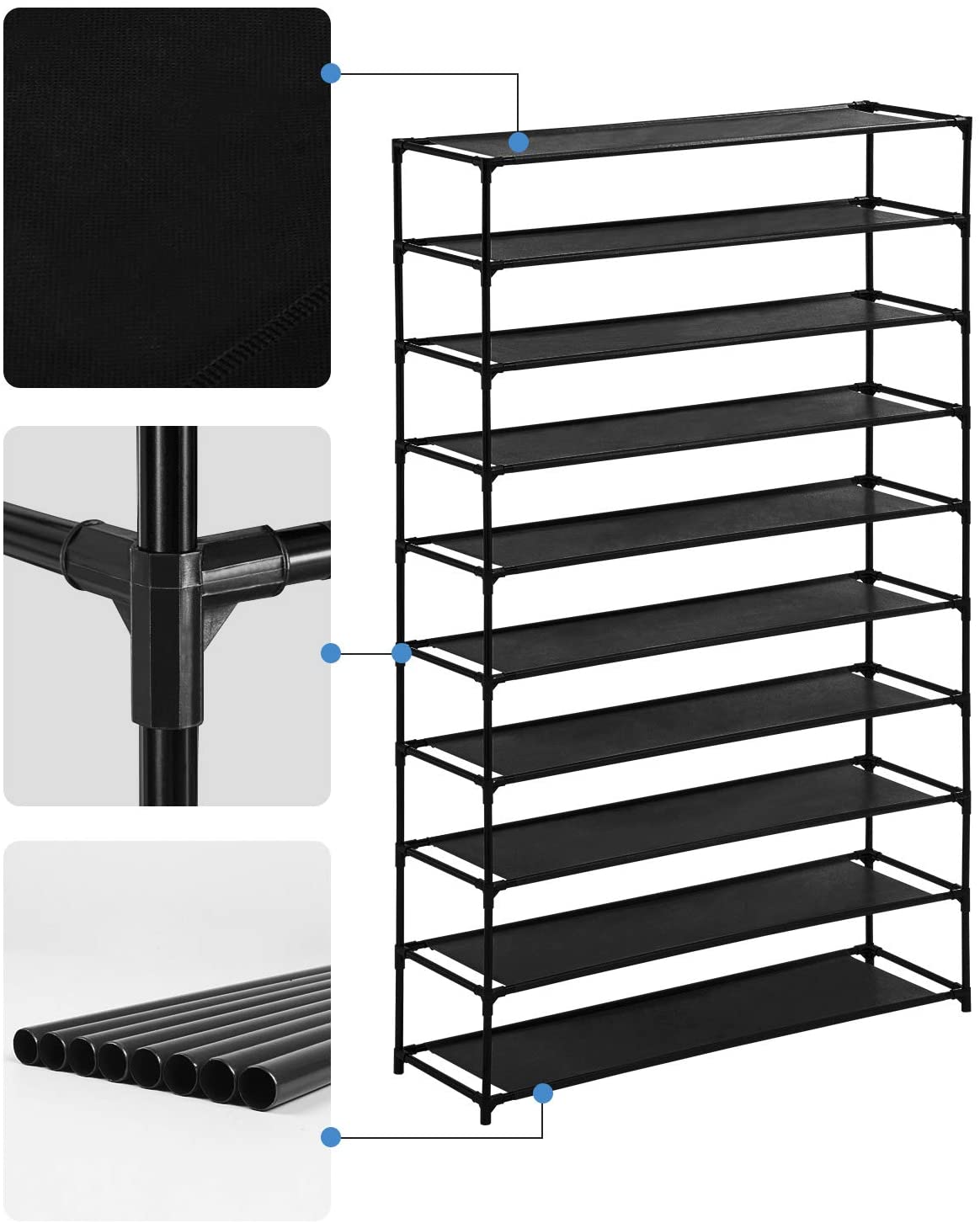 Durable Using Various Wall Mounted Easy Assembled 10 Tiers Shoe Rack