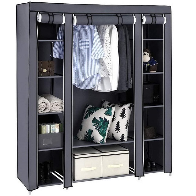 Portable Closet Wardrobe Hanging Clothes Storage Organizer Shelves