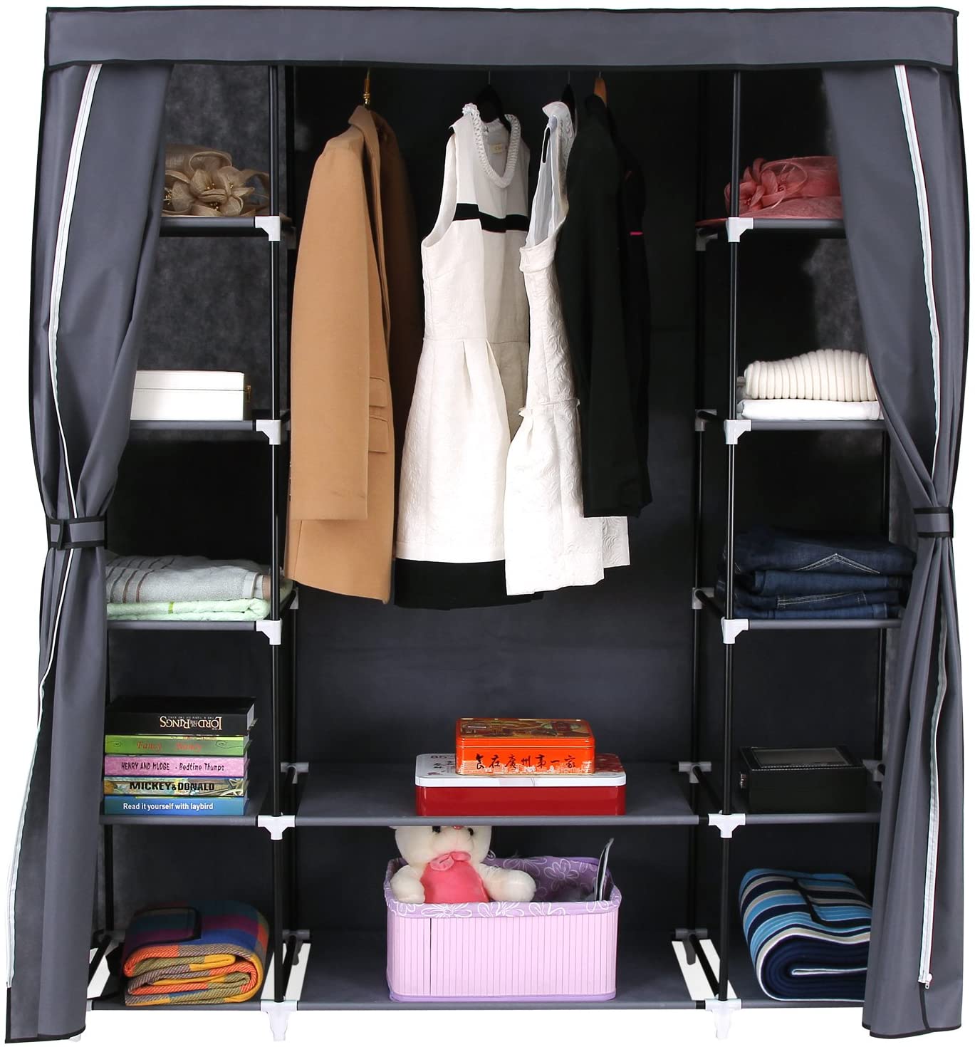 Latest product small wardrobe simple cloth cabinet student cheap fabric wardrobe closet