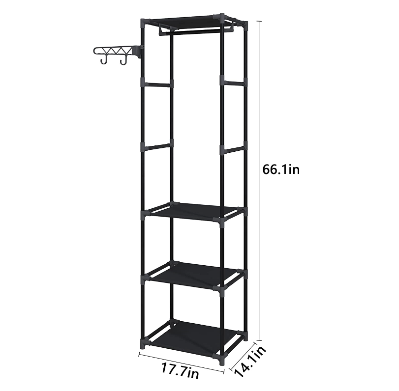 Garment Rack with Storage Shelves - Free Standing Hall Tree with Shoe Rack 3-Tier Shoe Stand,Ideal for Hall, Bathroom, Living Room, Hallway