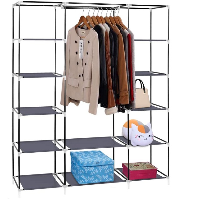 Portable Closet Wardrobe Hanging Clothes Storage Organizer Shelves