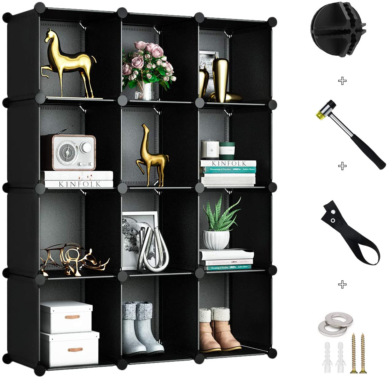 Multifunctional DIY Plastic Stackable Shelves Bookcase Closet Cabinet Wholesale