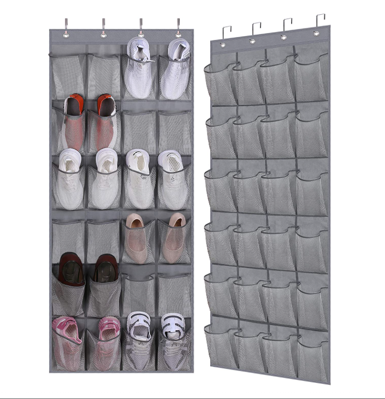 Over The Door Printing Folding Polyester 16 Pockets Shoe Rack 