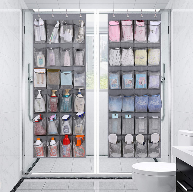 Over The Door Printing Folding Polyester 16 Pockets Shoe Rack 